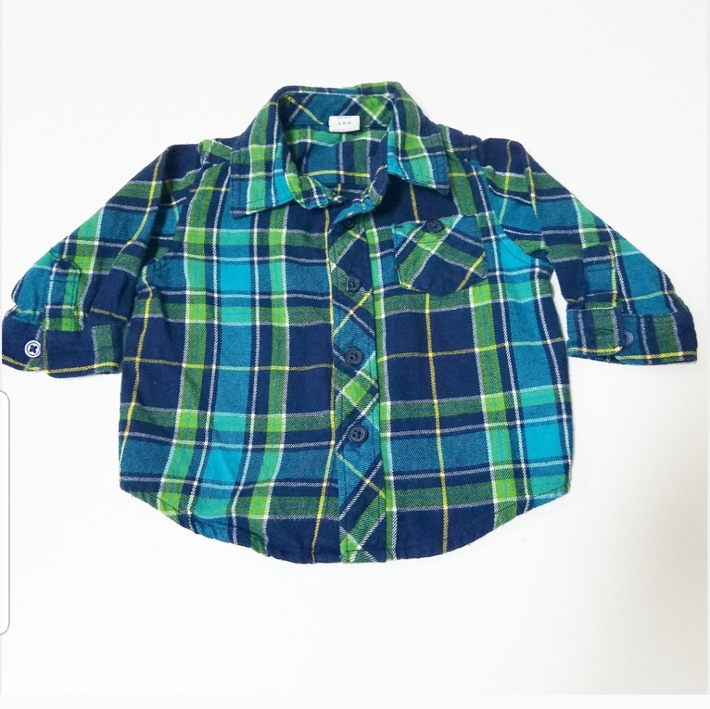 Navy Plaid Pattern Shirt